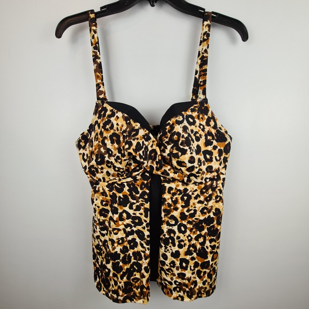 Swimsuits For All Women 16 Leopard Print Underwire Tankini Top Vacation Safari